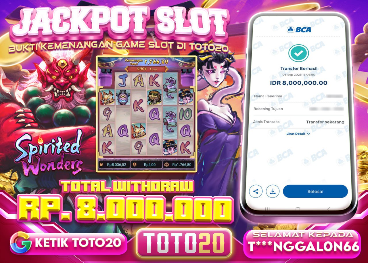T***NGGALON66 JACKPOT SLOT SPIRITED WONDERS Rp 8.000.000 - LUNAS